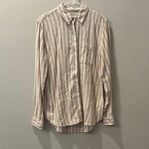 Universal Thread Tan and White Striped Blouse